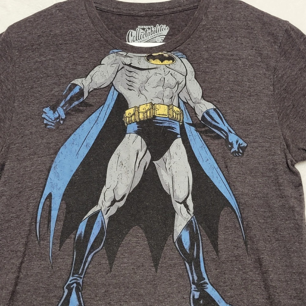 Old Navy Collectibles Mens T Shirt Size L Large Gray Batman Short Sleeve Casual - Picture 2 of 10